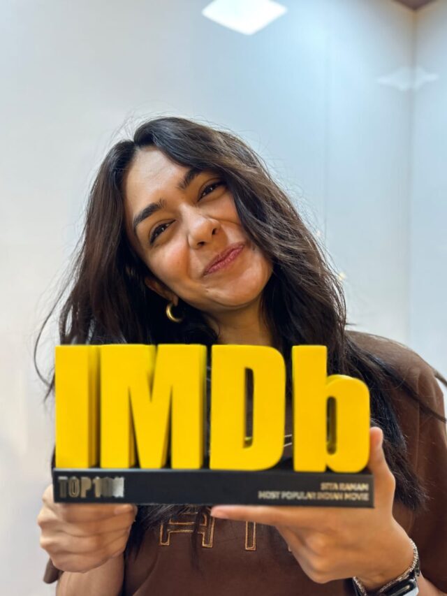 Mrunal Thakur gushes with joy as she’s awarded the trophy for Sita Ramam being in top 10 of IMDb movie list of 2022 2 Mrunal Thakur gushes with joy as she’s awarded the trophy for Sita Ramam being in top 10 of IMDb movie list of 2022