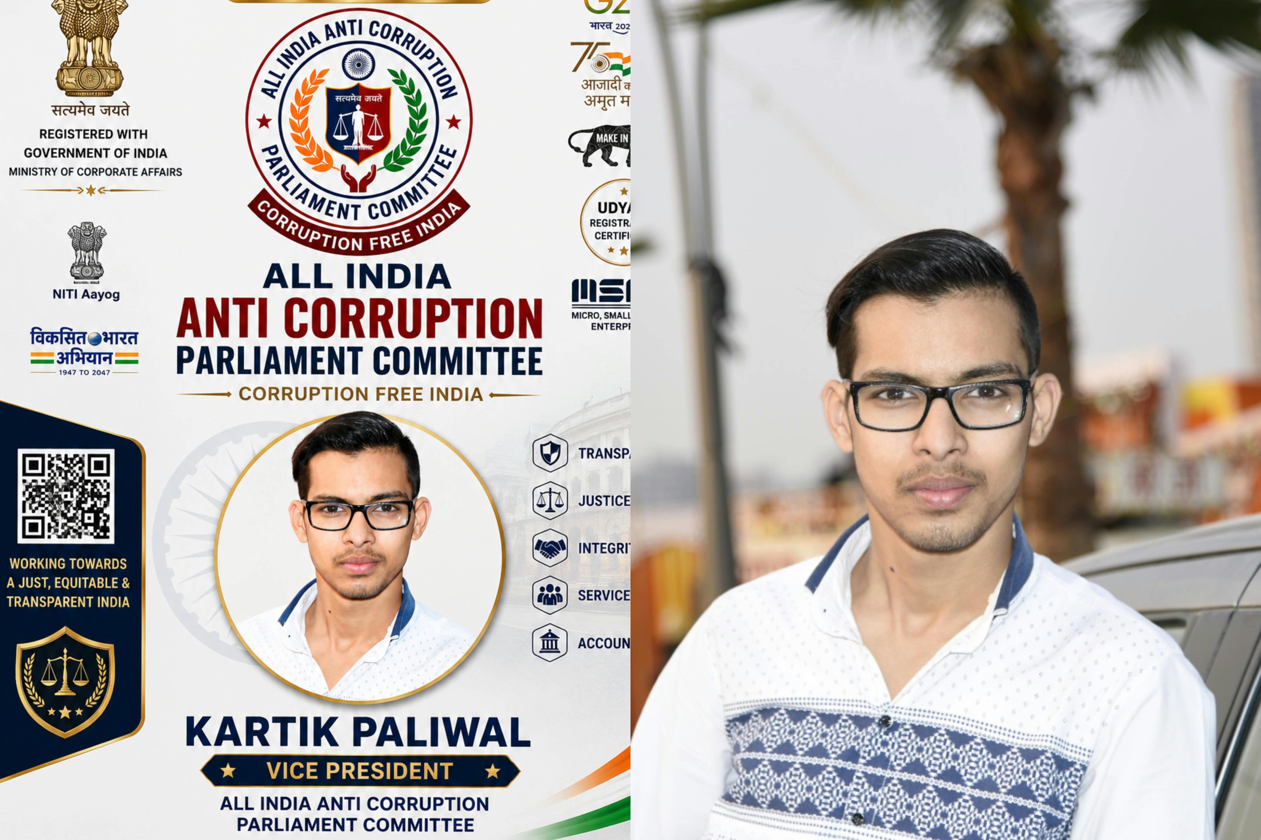 India’s Youngest Producer Kartik Paliwal Appointed National Vice President of All India Anti Corruption Parliament Committee
