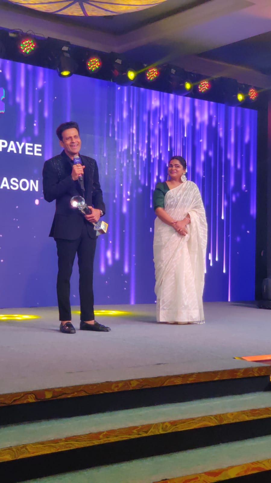 Manoj Bajpayee knows how to look dapper & elegant in a black tuxedo with hand embroidery suit at The Ottplay awards 22.