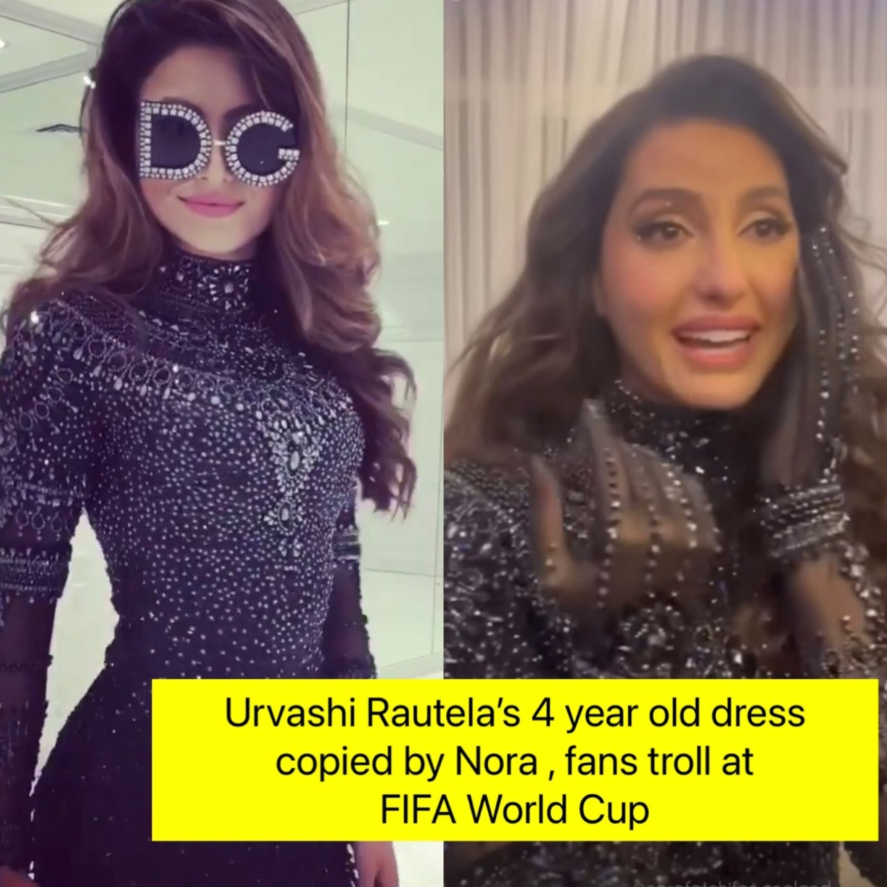FIFA World Cup 2022 Nora Fatehi copied Urvashi Rautela's 4 year old outfit gets trolled