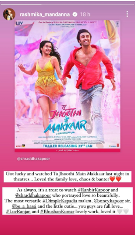 Rashmika Mandanna Reviews Co-Star Ranbir Kapoor's TJMM: See What She Says