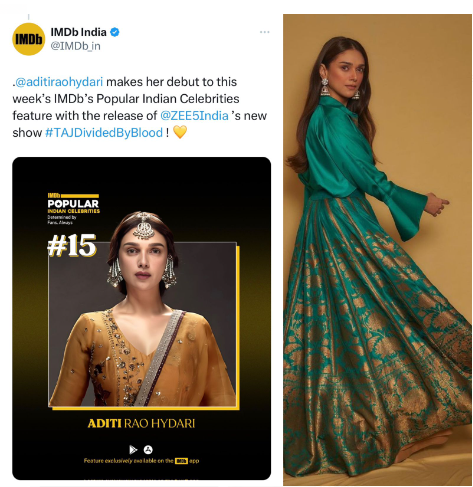 Aditi Rao Hydari Marks Her Presence On IMDB's Popular Indian Celebrities List; Actress Expresses Happiness!