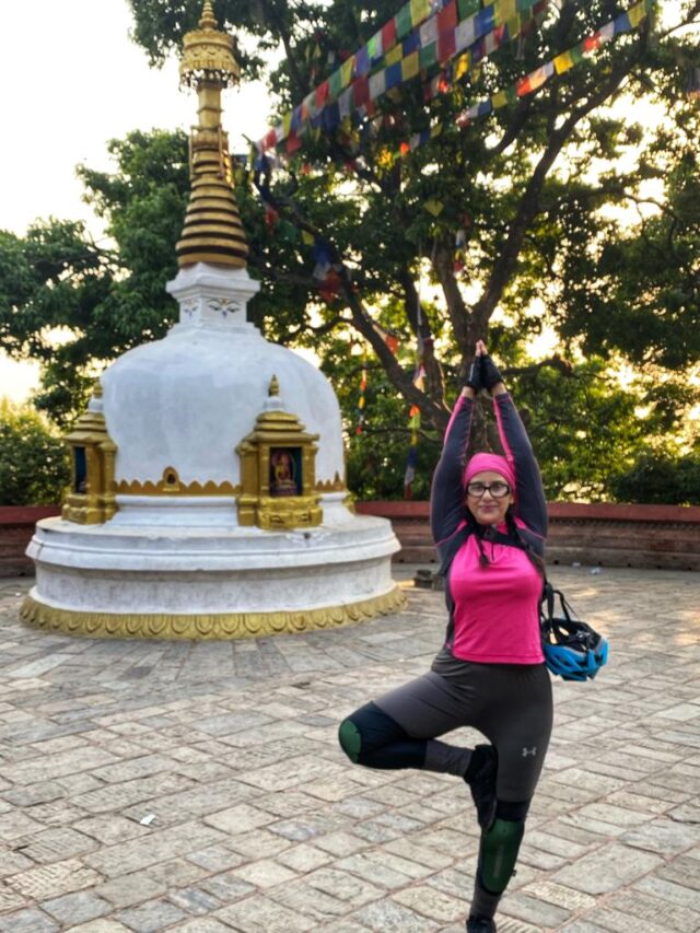 On International Yoga Day Manisha Koirala perform  various Yoga Asanas