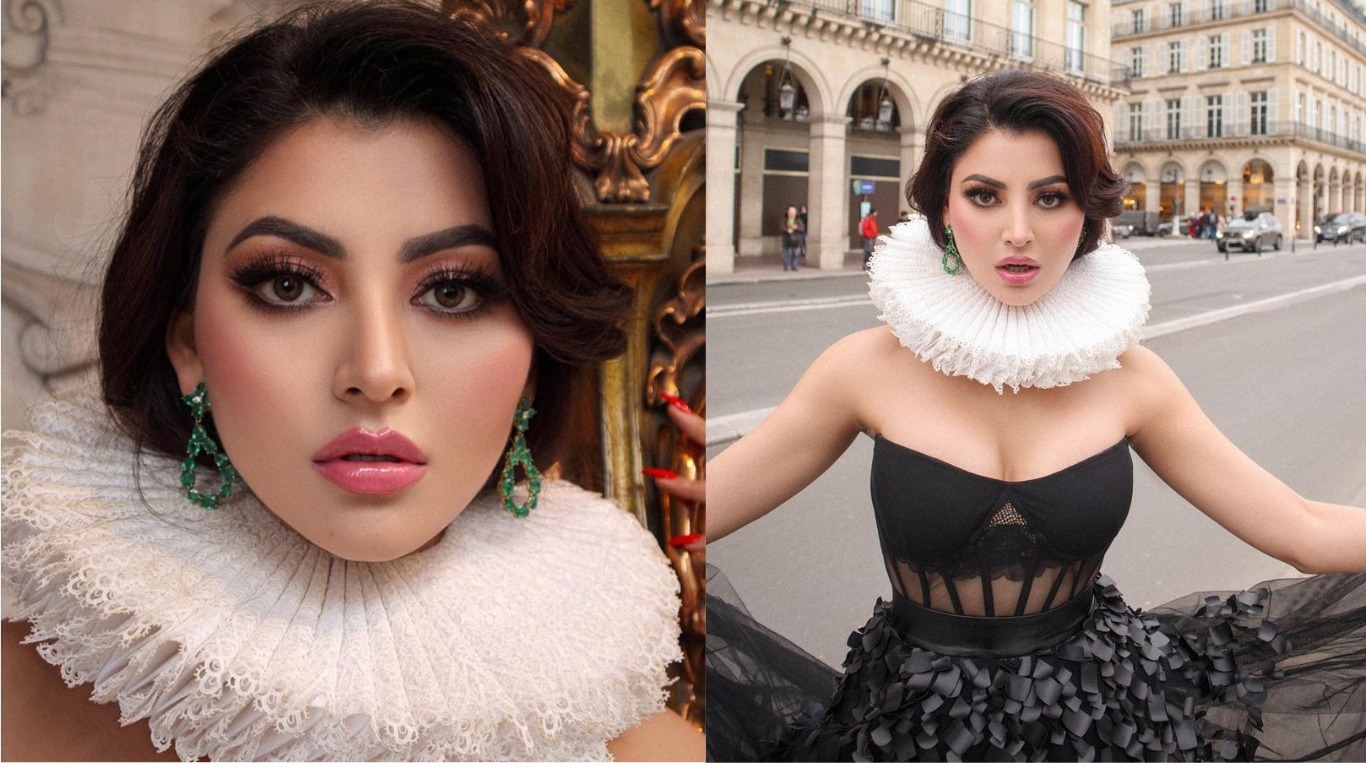 Urvashi Rautela Stuns in a Black Gown and French-Inspired Neck Ruffle on the Streets of Paris