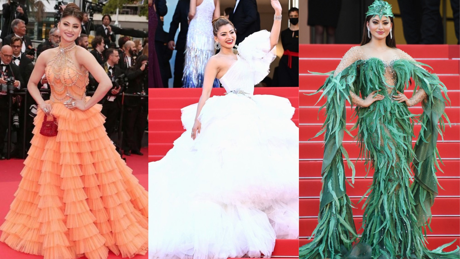 Urvashi Rautela's Tricolor Ensembles at Cannes Film Festival: A Tribute on India's 77th Independence Day