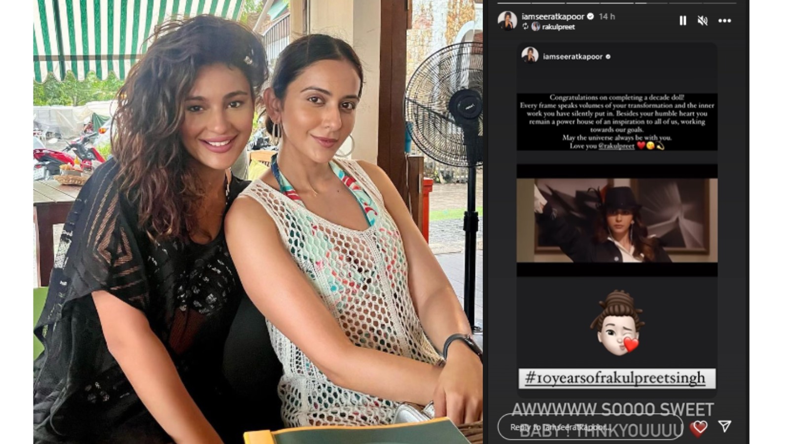 Seerat Kapoor Celebrates Rakul Preet Singh's 10-Year Milestone with Heartfelt Note