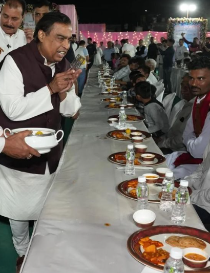 Anant Ambani and Radhika Merchant Kick Off Pre-Wedding Celebrations with Anna Seva, Mukesh Ambani Joins in the Festivities