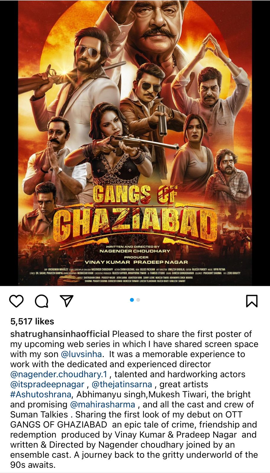 Shatrughan Sinha Praises Mahira Sharma's Performance in "Gangs of Ghaziabad"