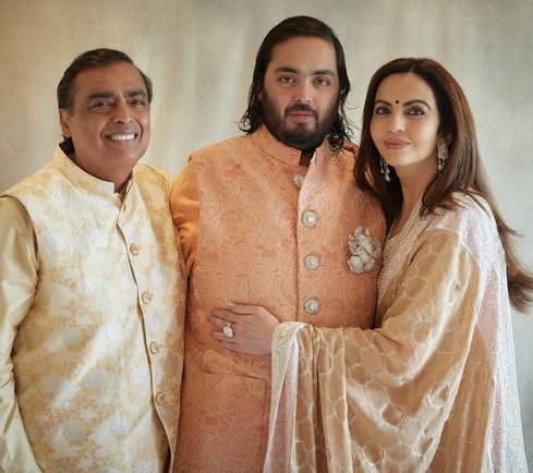 Anant Ambani-Radhika Merchant Pre-Wedding Gala: Mukesh and Nita Ambani Embrace Tradition in Joyous Photos