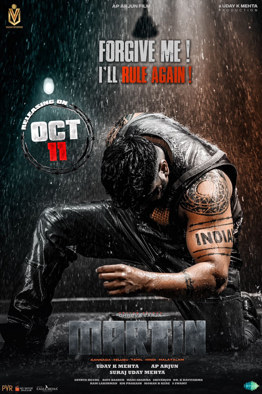 On the Occasion of Action Prince Dhruva Sarja’s Birthday India’s Biggest Action Venture “MARTIN” is all Set to Release on 11th October 2024