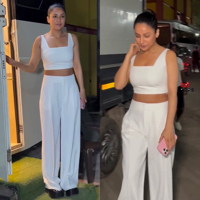 Shehnaaz Gill's Fashion Vibe: An Eye-Catching All-White Coord Set for a Summer Outing
