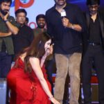 Urvashi Rautela touches megastar Chiranjeevi’s feet at Waltair Veerayya success event netizens impressed