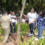 Actor Wrestler Sangram Singh Dy Municipal Commisioner Vishwas Mote along with Dr Hon Anusha Srinivasan Iyer of Make Earth Green Again MEGA Foundation at the BMC MEGA Tree Plantation Drive